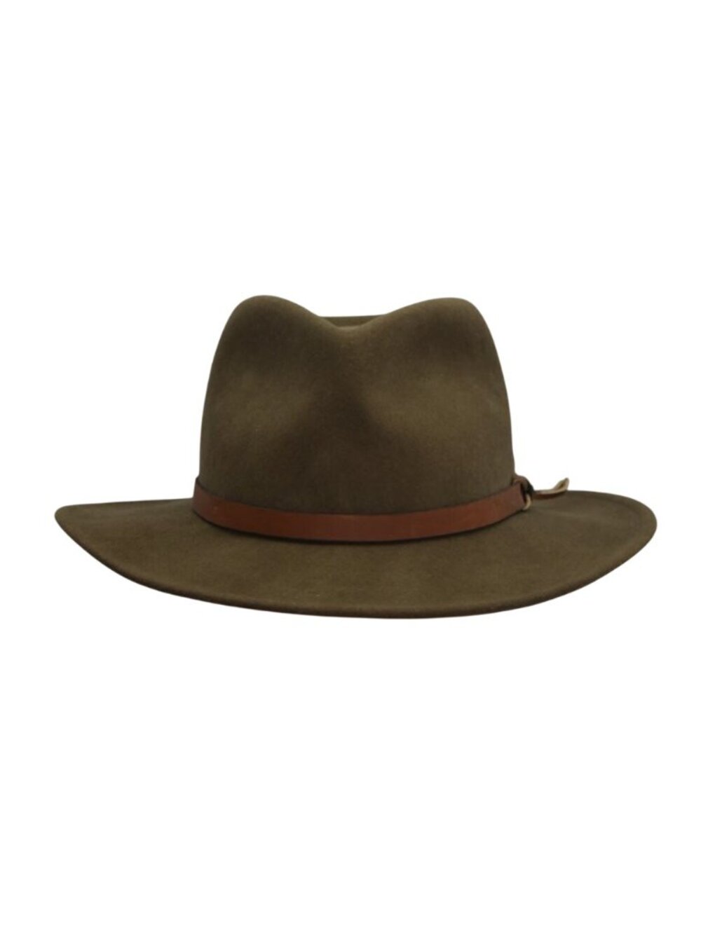 Vintage Dorfman Pacific Wool Fedora Hat Olive Green Leather Band Feather USA Mad